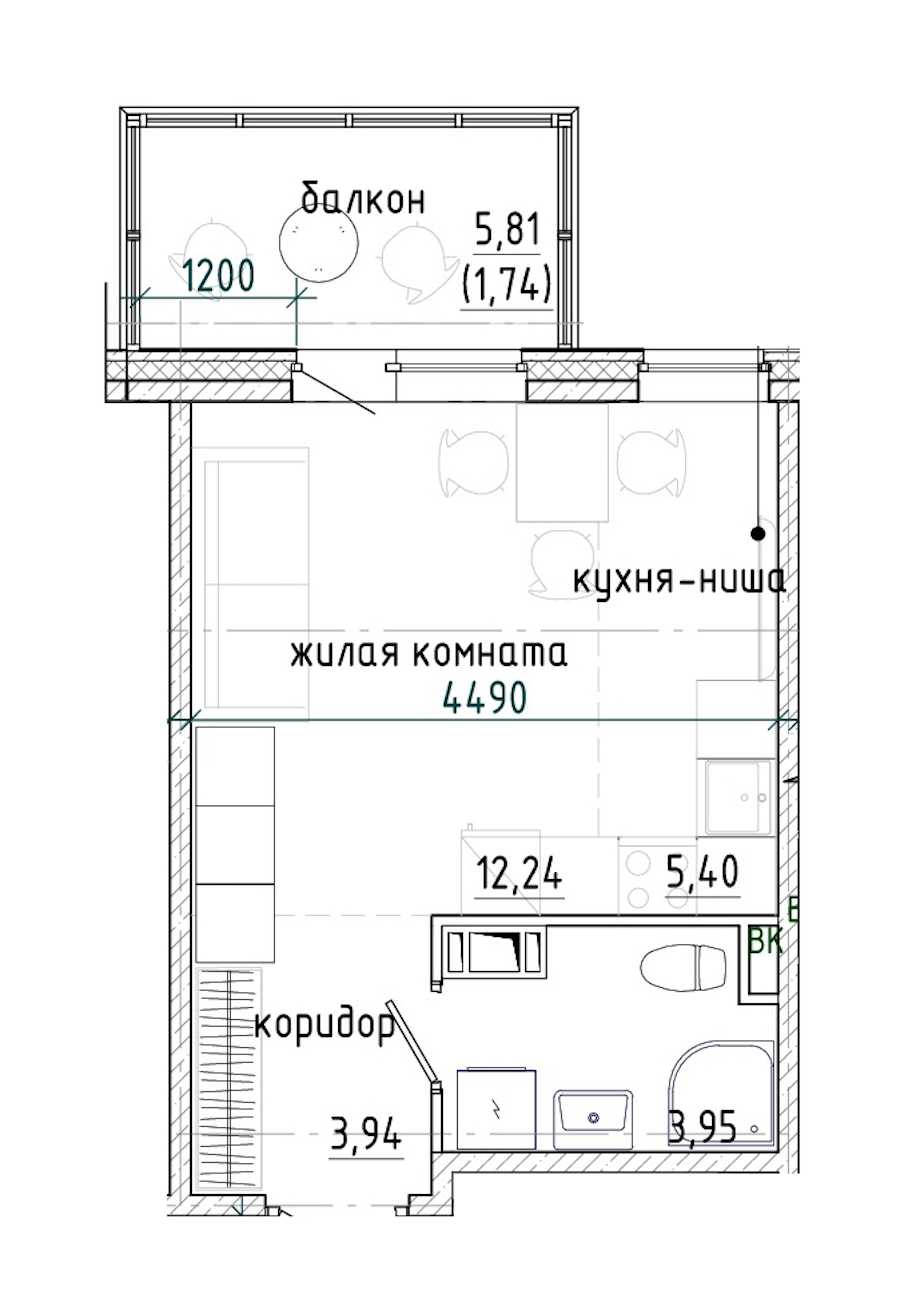 Студия в : площадь 27.27 м2 , этаж: 6 - 7 – купить в Санкт-Петербурге